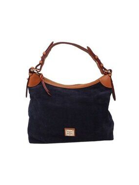 LN Dooney & Bourke Suede Hobo Shoulder Bag Navy Blue SS924